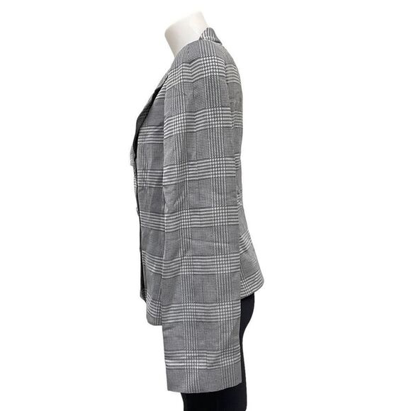 ARMANI COLLEZIONI Shawl Neckline Double Breasted Gray Plaid Blazer Flax Blend 14 - Picture 4 of 9